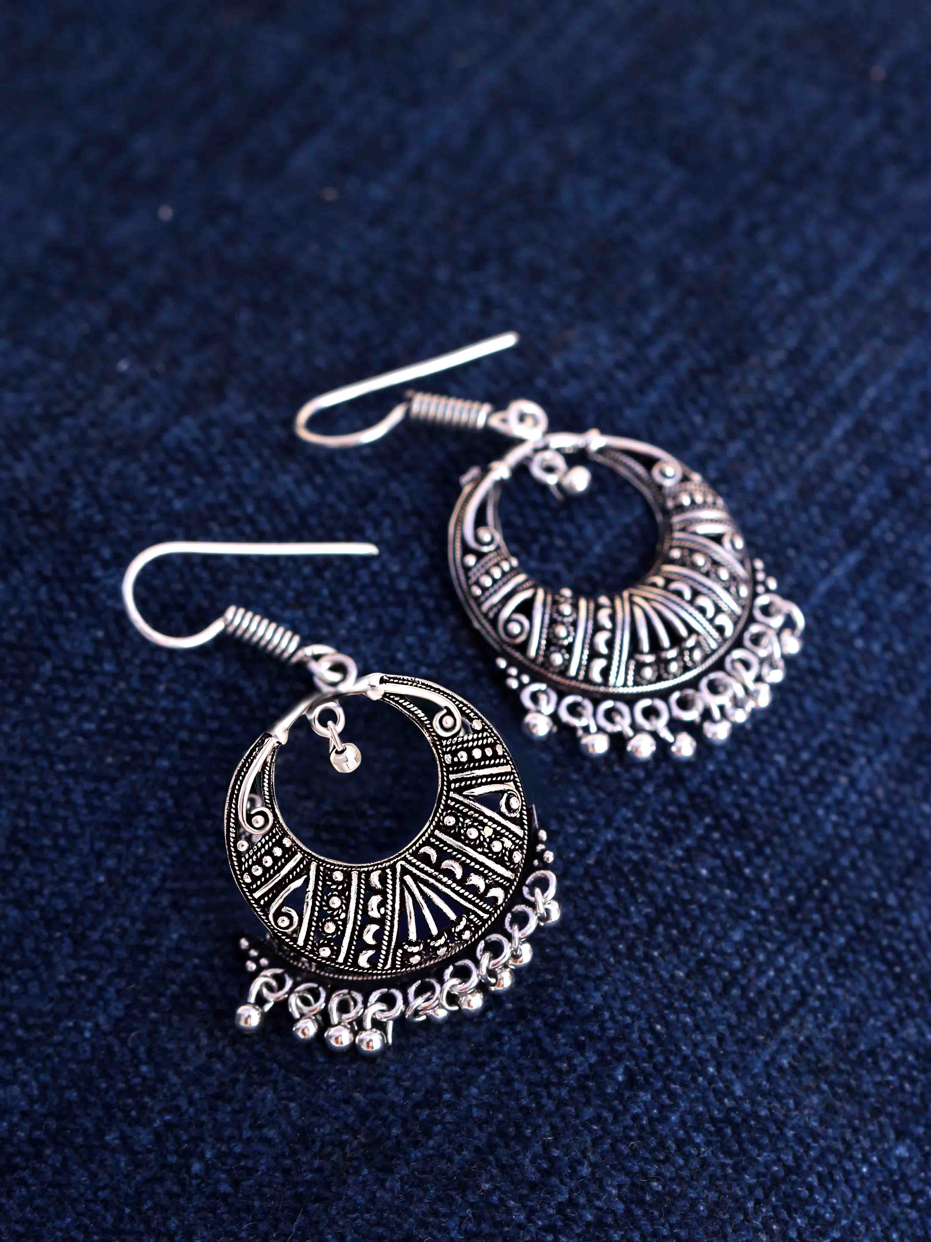 Antique Silverette Hoop Earrings 