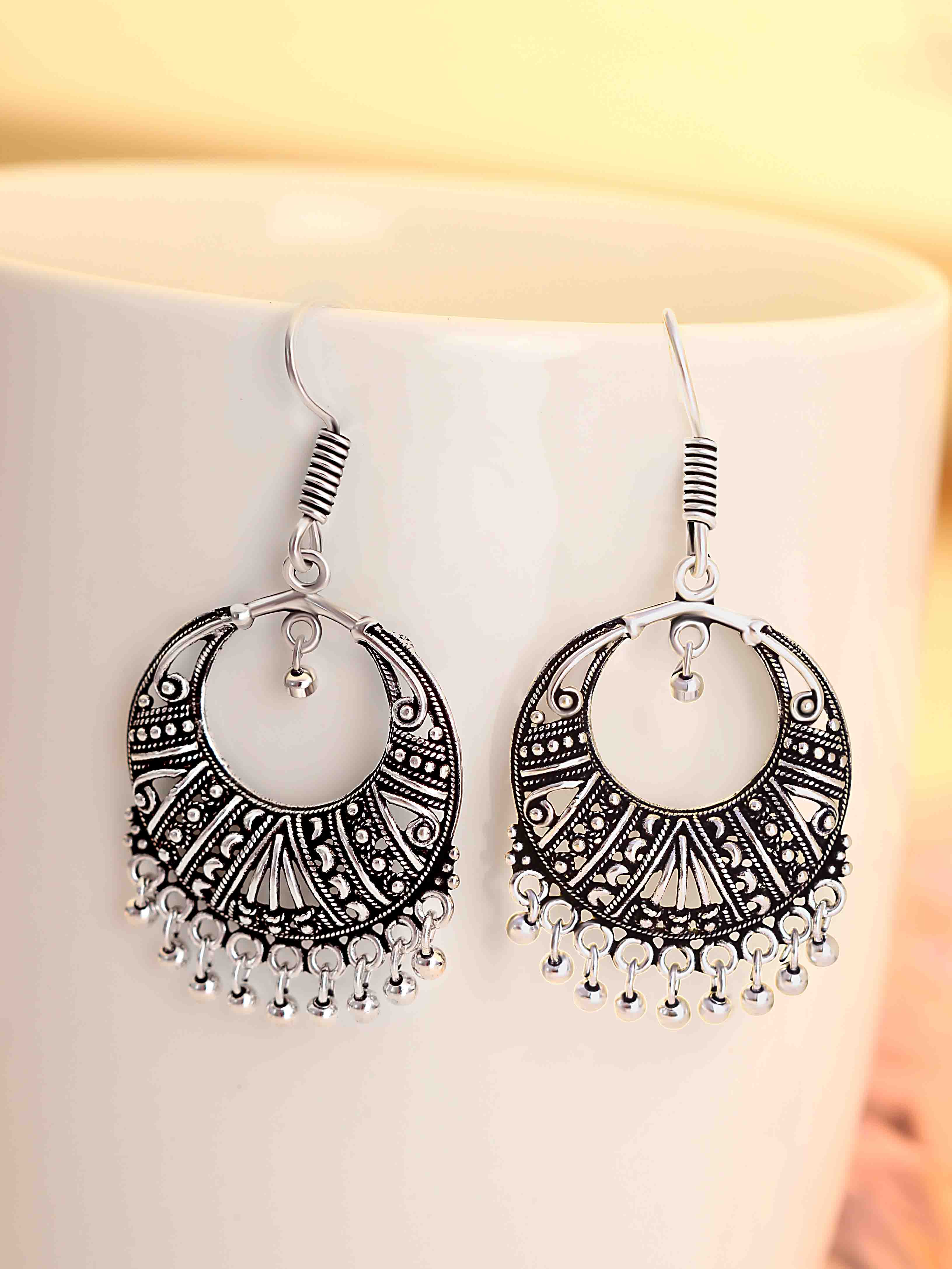Antique Silverette Hoop Earrings 