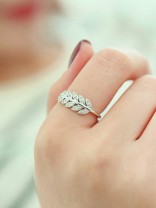 Lustrous  Leaves Adjustable American Diamond Ring