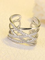 Ardent Crisscross Adjustable American Diamond Ring