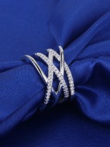 Ardent Crisscross Adjustable American Diamond Ring