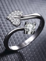Shimmering Heart Adjustable CZ Ring