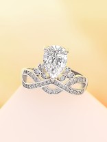 Captivating Crown Cocktail American-Diamond Ring (Adjustable)