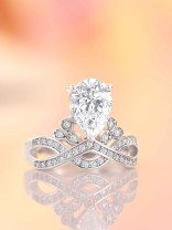 Captivating Crown Cocktail American-Diamond Ring (Adjustable)