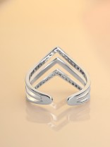 Leslie's Layered CZ Adjustable Ring (Silverette)