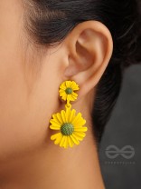 A Field of Flowers - Statement Dangler Earrings (Yellow)