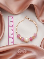 The Coral Ring- Golden Embellished Hoop Earrings