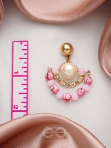 The Pink Moon- Golden Embellished Earrings