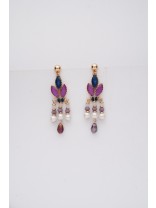 The Purple Heart- Golden Embellished Earrings
