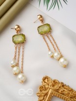 The Jade Drops- Golden Embellished Earrings