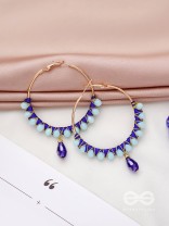 Half Moon Bay - Golden Embellished Earrings (Navy Blue)