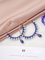 Half Moon Bay - Golden Embellished Earrings (Navy Blue)