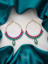Half Moon Bay - Golden Embellished Earrings (Emerald Green)