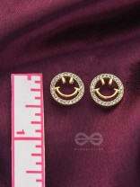 Gracious Grins- Rhinestones Studded Golden Earrings