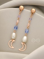 Over The Moon - Golden Pearl and Beads Earrings