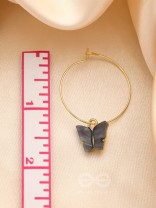 The Beauteous Butterfly Hoops (Grey) - Golden Casual Earrings
