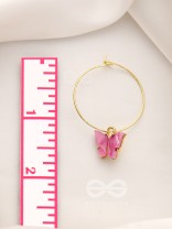 The Beauteous Butterfly Hoops (Pink) - Golden Casual Earrings