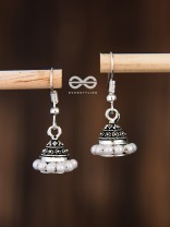 The Little Braided Pearl Jhumkis - Oxidised Boho Earrings
