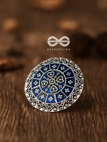 The Intricate Meenakari Adjustable Ring (Blue) - Embellished Oxidised Collection