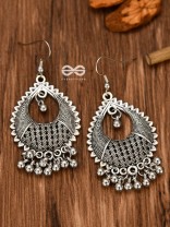 The Intricate Mesh Droplets (Silver) - Oxidised Boho Earrings