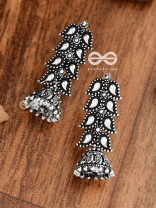 The Layered Leaves Jhumkis - Oxidised Boho Earrings