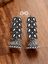The Layered Leaves Jhumkis - Oxidised Boho Earrings