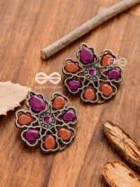 The Elegant Carved Beauties ( Ruby-Orange ) - Embellished Oxidised Collection