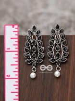 The Shimmering Leaves (Onyx Black)- Embellished Oxidised Earrings
