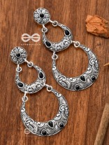 The Layered Boho Artwork Danglers (Onyx Black) - Embellished Oxidised Collection