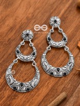 The Layered Boho Artwork Danglers (Onyx Black) - Embellished Oxidised Collection