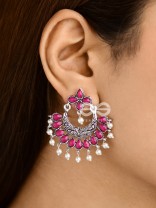 The Elegance of Royalty (Ruby Red) - Embellished Oxidised Earrings