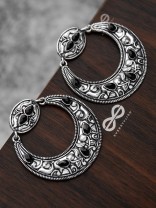 The Elegant Desire (Onyx Black) - Embellished Oxidised Earrings
