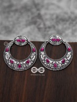 The Elegant Desire (Ruby Red) - Embellished Oxidised Earrings