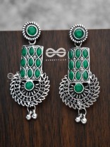 The Studded Artistry - Emerald Green - The Embellished Oxidised Collection