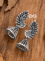 The Artsy Peacock Jhumkis - Tiny Trinket Earrings