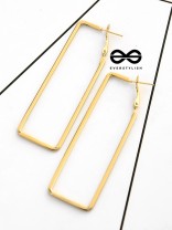 The Elegant Rectangular Hoops (Golden) - Casual Earrings