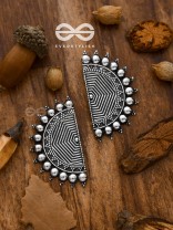 The Geometric Eclipsed Sun - Oxidised Boho Studs