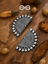 The Geometric Eclipsed Sun - Oxidised Boho Studs