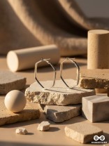 The Hypnotic Hexagonal Hoops(Silver) - Casual Daily-wear Earrings 