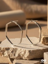 The Hypnotic Hexagonal Hoops(Silver) - Casual Daily-wear Earrings 