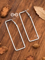 The Elegant Rectangular Hoops (Silver) - Casual Earrings
