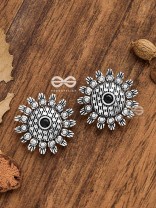 The Bohemian Intricate Sun (Onyx Black) - Embellished Oxidised Studs