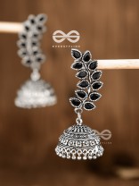 The Elegance of Nature (Onyx Black) Jhumkas - Embellished Oxidised Collection