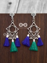 The Geometric Tasseled Elegance (Blue-Green) - Casual Danglers