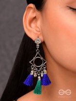 The Geometric Tasseled Elegance (Blue-Green) - Casual Danglers