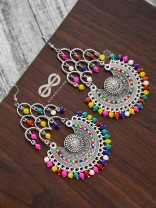 A Playful Splash of Colours - Oxidised Boho Danglers