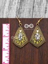 A Handcrafted Delight - Golden Yellow Tribal Style Earrings