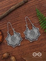 The Intricate Flower Danglers (Silver) - Oxidised Boho Earrings