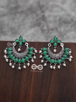 The Elegance of Royalty(Emerald Green)- Embellished Oxidised Earrings