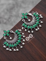 The Elegance of Royalty(Emerald Green)- Embellished Oxidised Earrings